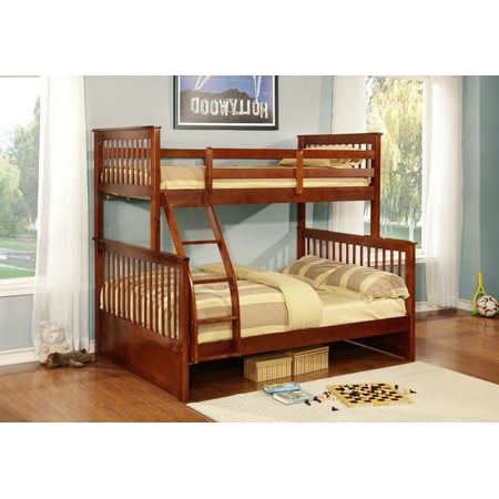 Pilaster Designs  Walnut Finish Wood Twin Over Full Size Convertible Bunk Bed  Walmart.com