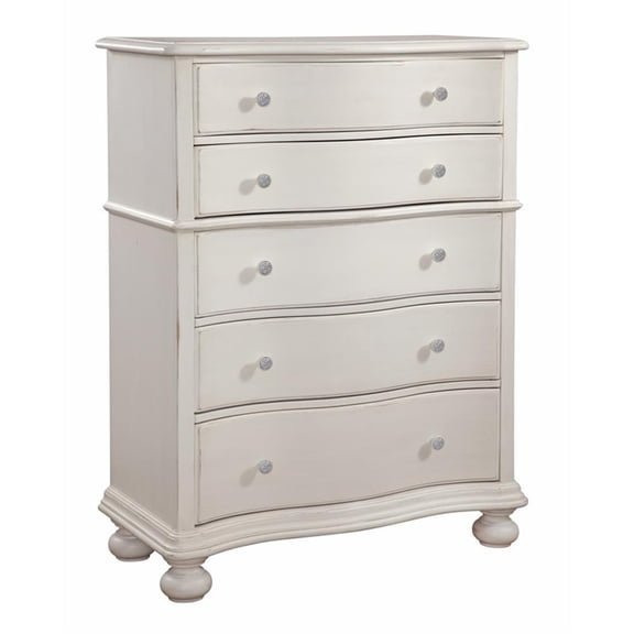 American Woodcrafters Rodanthe Dove White 5-drawer Wood Chest