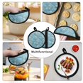 thumbnail image 5 of ZIATUBLES 2 Pieces Pot Holders Heat Resistant Hot Mat with Pockets Soft Cotton-Like Liner Non-Slip Trivet for Kitchen Baking Cooking 8 Inch Round Decor, Daisy Blue, 5 of 7