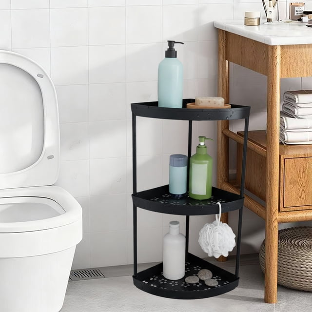 Fwttom Plastic Storage Rack, Shelf Rack for Bathroom Freest&ing Corner Storage Rack for Toiletries Bathroom Corner Storage Shelf