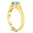 thumbnail image 2 of SZUL Women's 6X4MM Aquamarine and Diamond Open Three Stone Ring in 10K Yellow Gold, 2 of 4