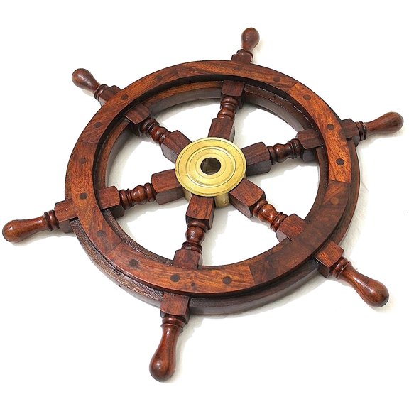 24" Ship Wheel (Natural Wood)