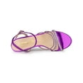 thumbnail image 4 of BLISSFUL STEP Chaussures pour Femmes Sandales à Talon Kitten à Bout Ouvert en PU avec Bride à la Cheville Ornée de Strass Violet 8, 4 of 7