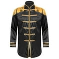 thumbnail image 3 of TiaoBug Men Halloween Sergeant Pepper Long Sleeve Satin Jacket Marching Band Rock Hippie Coat Black XXL, 3 of 5