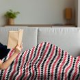 thumbnail image 3 of Abstract Soft Flannel Fleece Throw Blanket, Hypnotizing Vintage Zigzag Chevron Wave Seem Retro Border Like Image, Cozy Plush for Indoor and Outdoor Use, 70" x 90", Vermilion White, by Ambesonne, 3 of 5