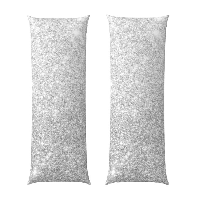 Balery Silver Glitter Funda Protectora para Almohada Corporal de Algodón Hipoalergénico con Cierre(55 x 21 pulgadas), Almohadas No Incluidas