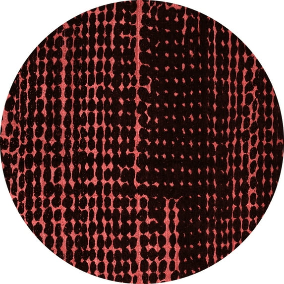 Ahgly Company Machine Washable Indoor Round Abstract Red Modern Area Rugs, 3' Round