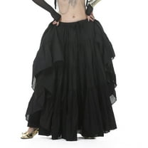 720 degree Length 37.8" Tribal Dance Skirt Belly Dance Skirt Gypsy Skirt Big Swing Skirt Flax Dance skirt,black