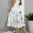thumbnail image 4 of cocolona Skirts for Women Casual Summer Floral Print Flowy Midi Skirts Elastic Waist A Line Beach Vacation Boho Skirts with Pockets White XL, 4 of 5