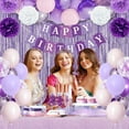 thumbnail image 4 of Purple Birthday Party Decoration Balloon Arch Kit, Macaron Purple Rain Curtain Balloon, Happy Birthday Banner for Anniversary, 4 of 7