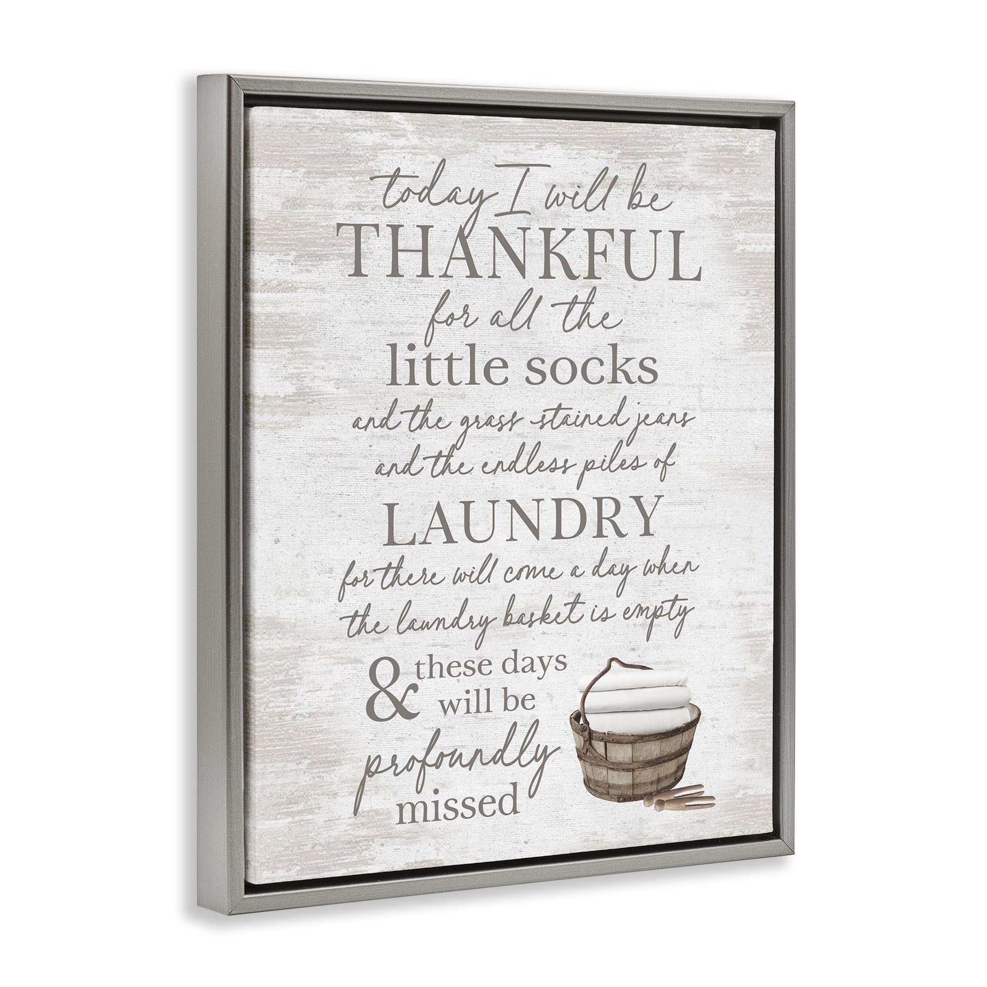 Stupell Industries Heartfelt Laundry Phrase Typography Painting Gray Floater Framed Art Print Wall Art, 17 x 21
