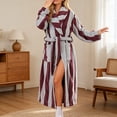 thumbnail image 6 of Womens Striped Fluffy Robe Long Plush Bathrobes Fuzzy Warm Cozy Thick Loungewear Maxi Robe Gray Free Size, 6 of 6