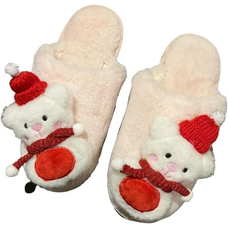 

CoCopeaunt Women Men Fluffy Fur Cute Fashion Santa Snowman Slippers Warm Winter Soft House Shoes Indoor Christmas Celebration