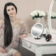 thumbnail image 5 of Rechargeable LED Makeup Mirror with Amplification 360 Degree Rotating Stand Brightness Adjustable Magnification Portable Vanity Tabletop Travel Home, 5 of 5