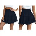 thumbnail image 3 of Falda Corta de Verano para Mujer, con Volantes, Cintura Alta, Informal, Estilo Bohemio, para Playa, con Pantalones Cortos Incorporados, Azul Marino, Talla L, 3 of 7