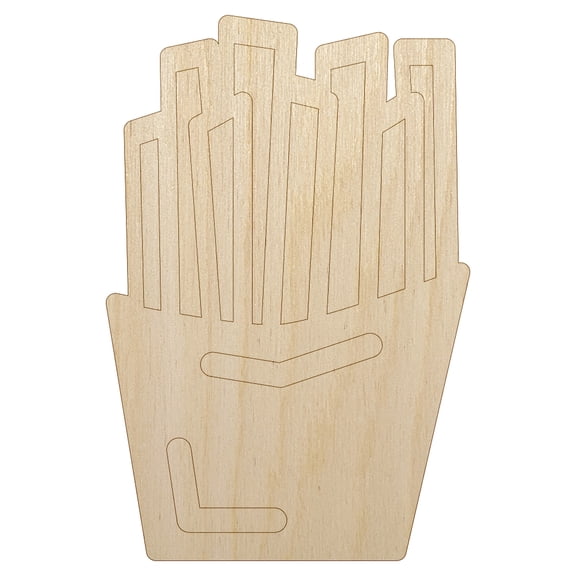 French Fries Snack Doodle Wood Shape Unfinished Piece Cutout Craft DIY Projects - 4.70 Inch Size - 1/8 Inch Thick