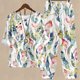 thumbnail image 1 of Puntoco-Conjunto de traje de dos piezas para mujer, top corto con cuello redondo y pantalones informales, estampado de verano, liquidación Puntoco Puntoco-3473, 1 of 5