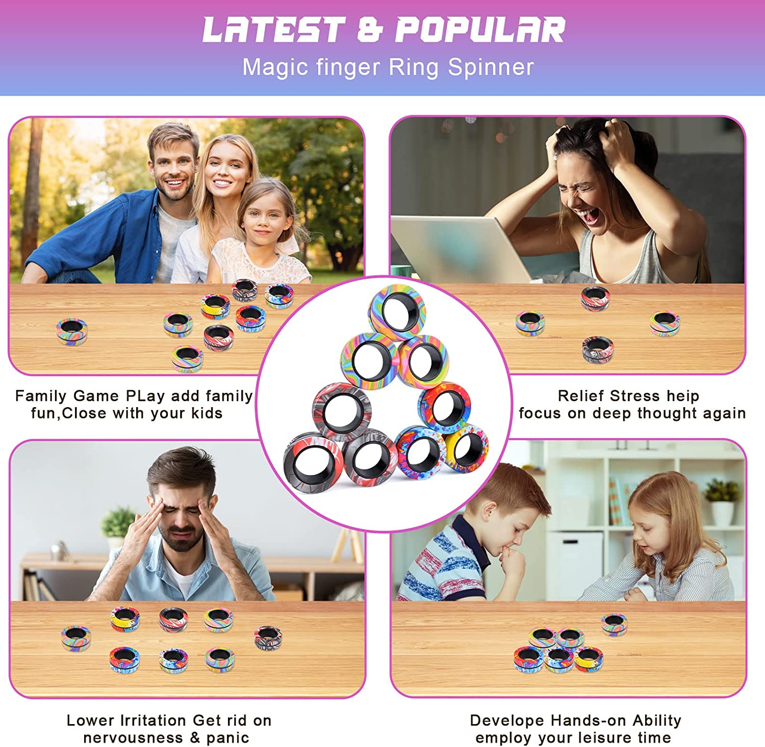 LTONLINE 9 Piece Magnet Rings Fidget Toy Set photo 6