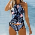 thumbnail image 2 of Kcodviy Women's Swimwear Tankini 2 Short Set Bathing Suit for Women Piece Normal Swimsuit Backless 2 Piece Printing Adjustable Print Color Padded Strap Bathing Suits Vacation Beach Wear, 2 of 4