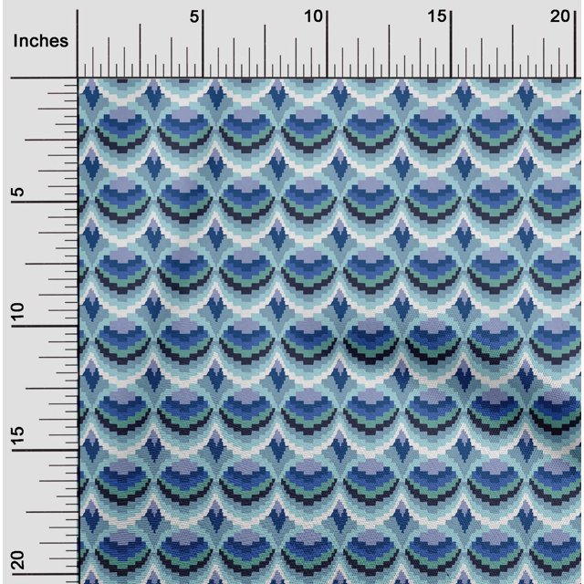 oneOone Polyester Lycra Fabric Waves Flame Stitch Printed Fabric 1 Yard 56 Inch Wide