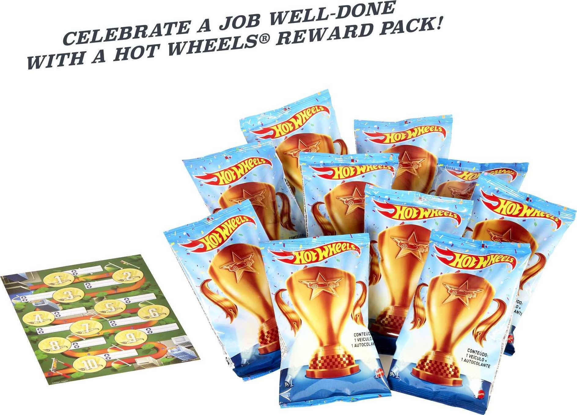 Hot Wheels Rewards, 10-Pack of Die-Cast 1:64 Scale Toy Cars in Individual Bags, Plus Stickers