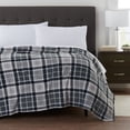 thumbnail image 4 of Mainstays Super Soft Plush Blanket, Twin, Light Grey Plaid 66"X90", Suitable for Adult, 4 of 7