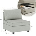 thumbnail image 3 of Modern 2PCS Convertible Armless Sofa Couch Chair with Storage for Living Room Bedroom Apartment, 3 of 9