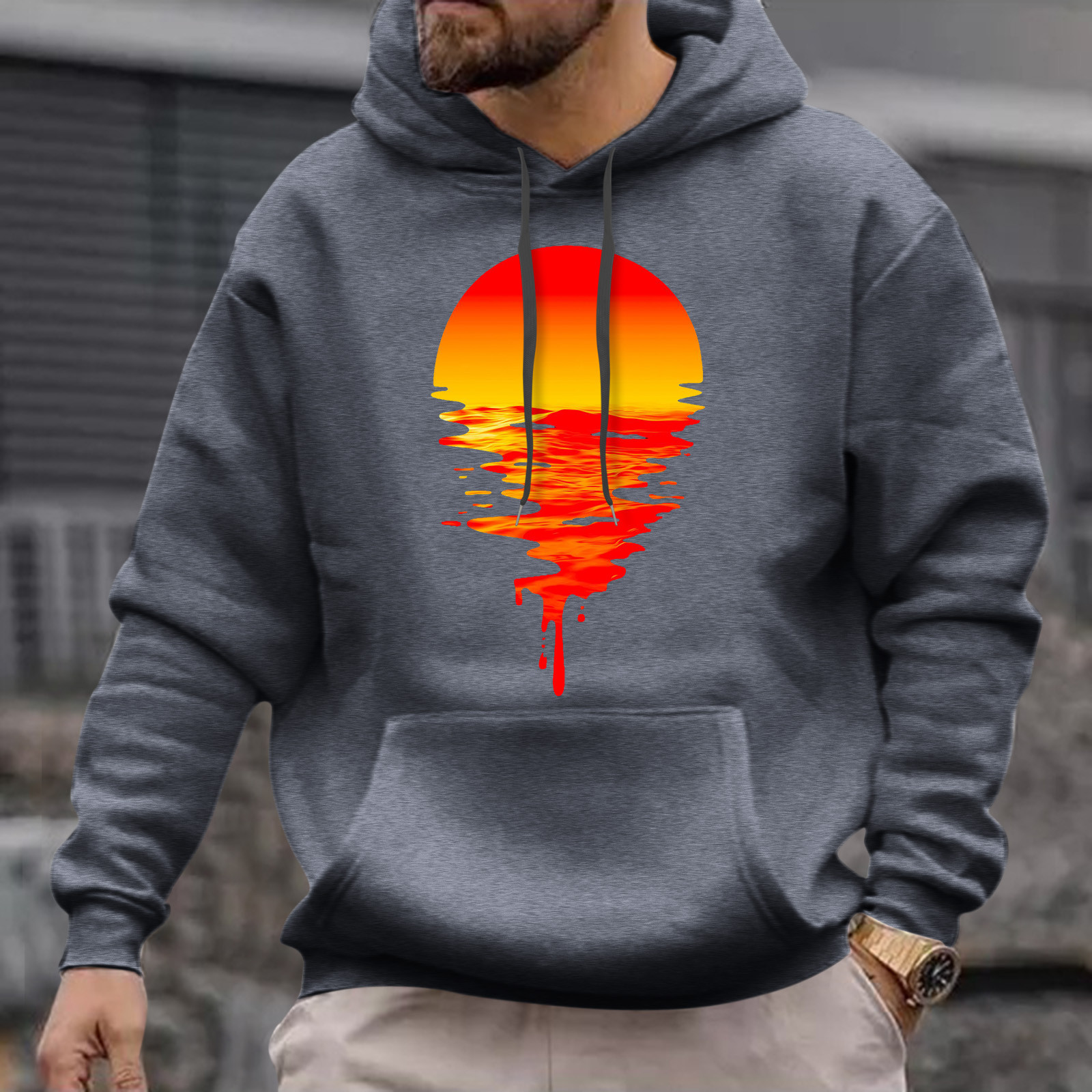 LEEy-world Hoodies for Men Mens Hooded Sweatshirt Long Sleeve Pullover  Hoodie with Arm Logo, Officially Licensed Dark Gray,L - Walmart.com