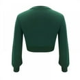 thumbnail image 2 of Fashion Casual Solid Color  Neck Short Style Long Sleeve Top For Ladies, 2 of 6