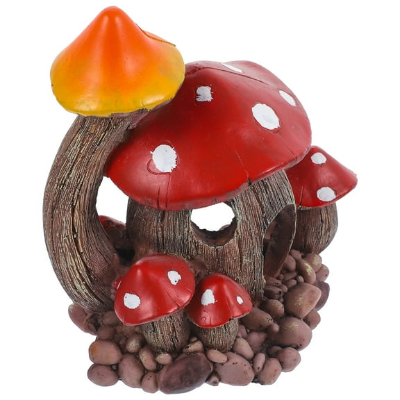 Mushroom Aquarium House Fish Tank Decor Hideout Landscape Adornment Decorative