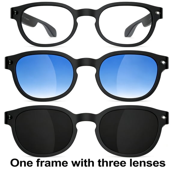 AI Smart Glasses with Camera & Voice Assistant, 4K Video Recording, 8MP Camera, Music & Calls, Voice Recording, Real-Time Translation, Image Recognition, Interchangeable Lenses
