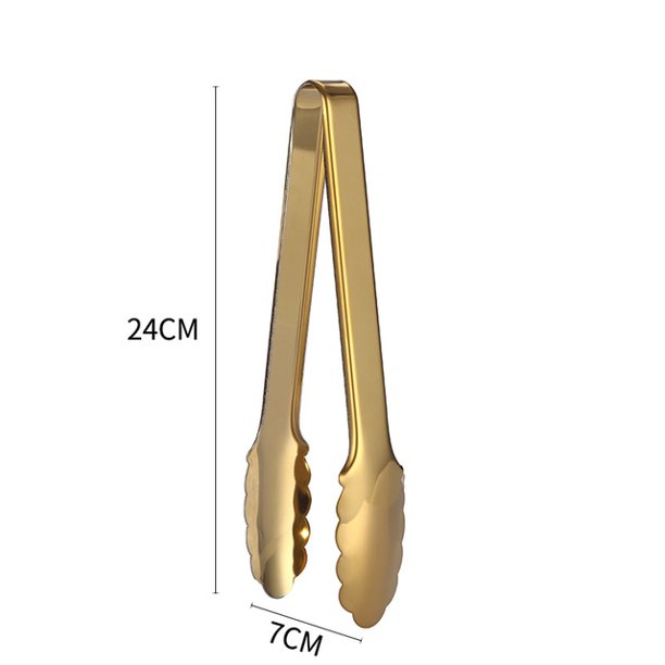 Pinzas para alimentos para barbacoa doradas de 7 estilos, pinzas para carne, pinzas huecas de acero inoxidable para parrilla de pan y pasteles, utensilios de cocina, accesorios de cocina