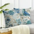 thumbnail image 2 of Blue Floral Throw Pillow Covers 18x18  Farmhouse Vintage Flower Bird Pillow Covers Decorative Outdoor Patio Pillow Cases Cushions Cover for Living Room Couch Sofa Bed Home Decor, 2 of 5
