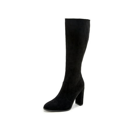 

Rotosw Women Boot Knee-High Winter Boots High Heel Shoes Fashion Tall Work Comfortable Black 4.5