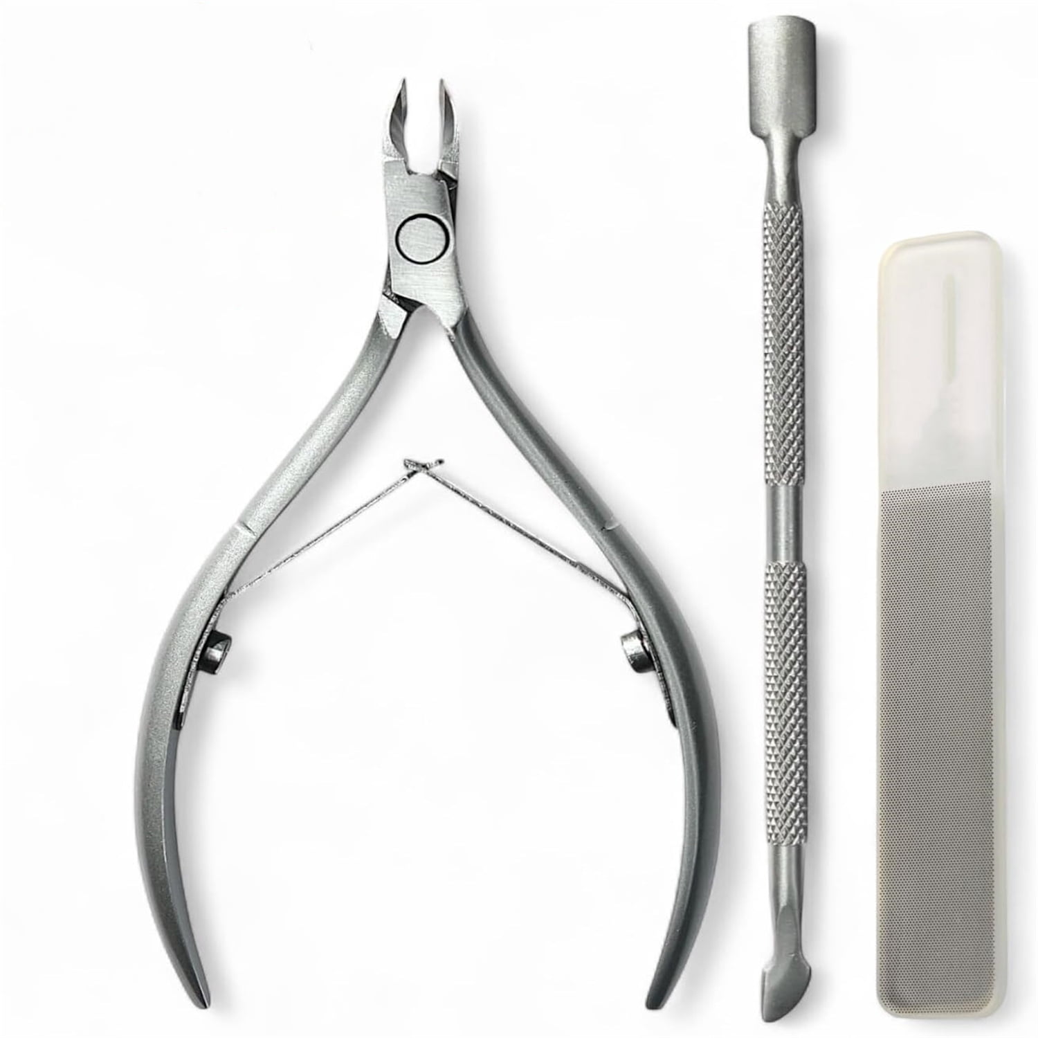 Manicure Pedicure Set 7-in-1 Stainless Steel, Ultra Sharp, Slanted Nail Clipper, Fingernail Clipper, Cuticle Nipper, Glass Nail File, Eyebrow Tweezers, Scissors
