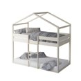 thumbnail image 3 of Home Design Pasco Twin Over Twin Solid Wood House Loft Bed Frame with Roof, Wood House Bed/Low Toddler Loft Bed, Antique White, Easy Assemble, 3 of 5