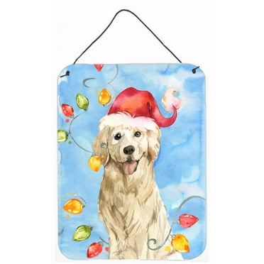 Christmas Lights Golden Retriever Wall or Door Hanging Prints