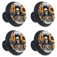 thumbnail image 2 of 4 Pcs Sunflower Skull Knobs for Kitchen Cabinet Cupboard Dresser Bookcase Drawer Pulls Handles Round Home Decor, 2 of 8