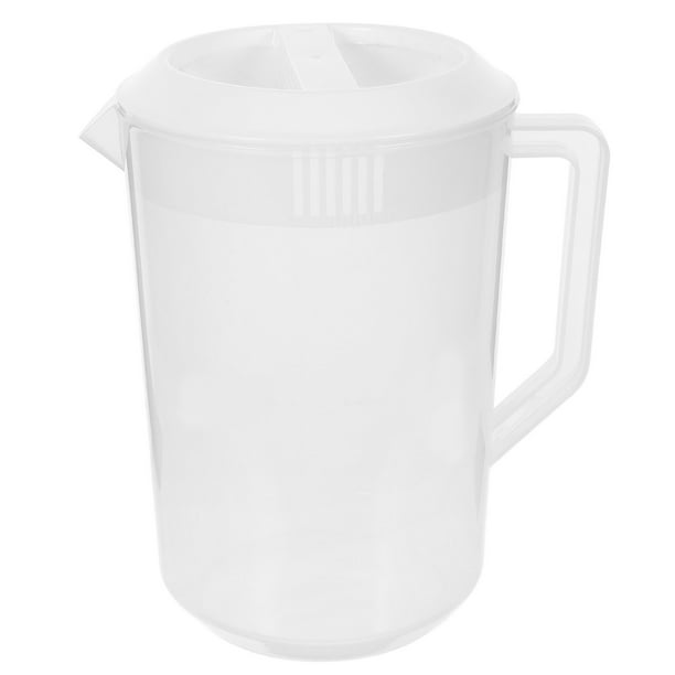 Hervidor medidor con báscula, recipiente para bebidas con tapa, resistente al calor, jarra de plástico para agua fría y jugo (5000 ml, blanco)