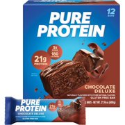 Pure Protein Chocolate Deluxe Bars - 12 Count Box | 21g High Protein, Gluten-Free, On-the-Go Snack | Ideal Pre & Post-Workout Fuel | Low Sugar, Great Taste!