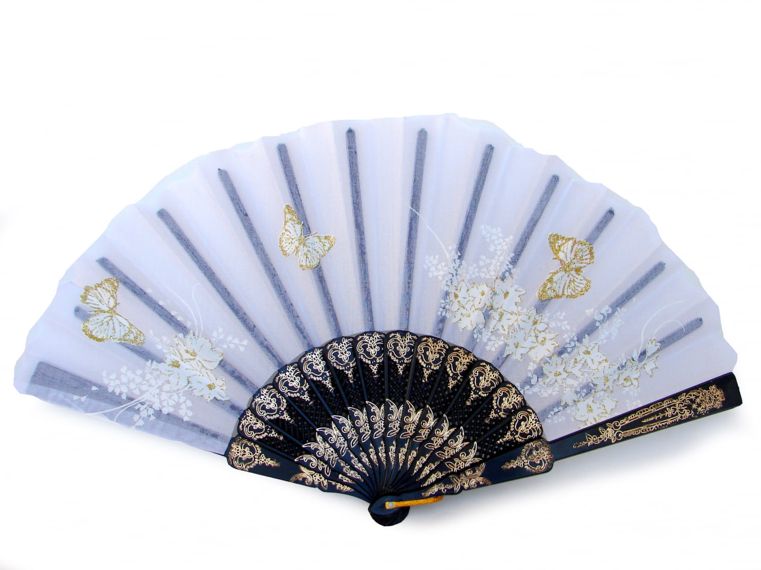 White Slab Chinese Folding Hand Fan 