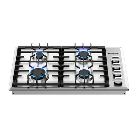 GASLAND 30 Inch Built-in Gas Cooktop, 4 Sealed SABAF Burners, Stainless Steel Dual Fuel Stovetop with Flame-Out Protection, CSA Certified (GH2304SS)