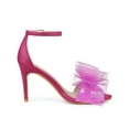 thumbnail image 3 of BLISSFUL STEP Women's Open Toe Ankle Strap Bow Tie Stiletto High Heels Sandals Hot Pink 9, 3 of 7