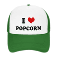 thumbnail image 2 of I Heart Popcorn Love Food Funny Trucker Hat Baseball Cap Unisex Green, 2 of 5
