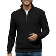 thumbnail image 3 of Generic Mens Half Zip Pullover Sweatshirt Textured Mock Neck Long Sleeve Shirts Casual Athletic Muscle Tops Fall Polo Sweater, 3 of 5