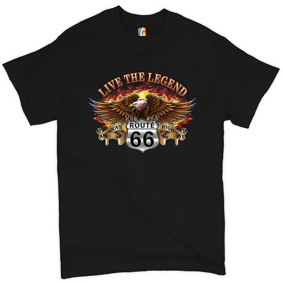 Tee Hunt Live The Legend America's Highways T-Shirt Route 66 Bald Eagle Men's Tee