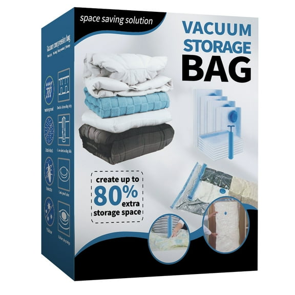 IMMEKEY Reusable 11 Pack Vacuum Storage Bags with Hand Pump, 80% Space Saver Vacuum Seal Storage Bags for Clothing, Travel Lugggage, Blankets, Comforters