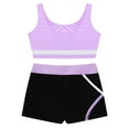 thumbnail image 4 of Yruioon Kids Girls Gymnastic Ballet Dance Outfits 2 Piece Tracksuits Sports Crop Tops and Booty Light Purple 10, 4 of 7
