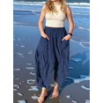 thumbnail image 4 of Womens High Waist Wide Leg Pants Loose Fit Casual Linen Blend Trousers Comfort M, 4 of 7