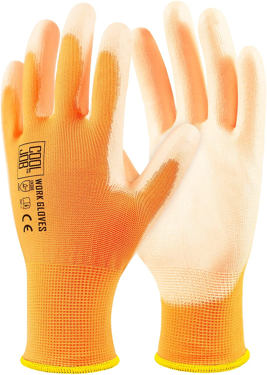 Safety Work Gloves Latex Coated Orange Rubber Heavy Duty Mens Builders Gardening 